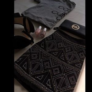 Beaded Aztec design mini skirt